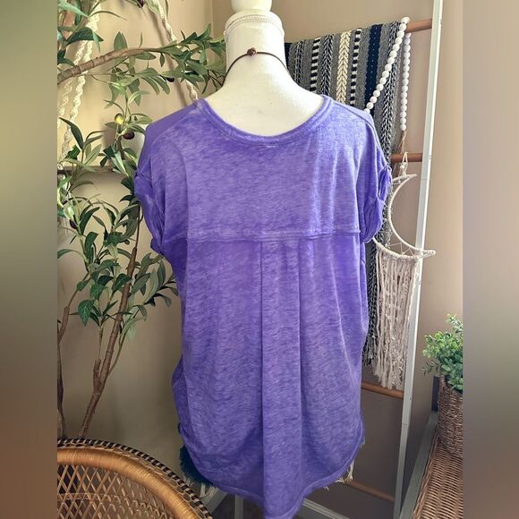 Free People Beach Oversized Purple Keep Me Burnout Tee - Picture 3 of 10